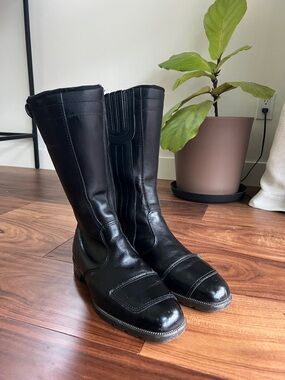 Rossi made is AUS Black Men’s Tall Leather Boots  9AUS 10US vintage motorcycle